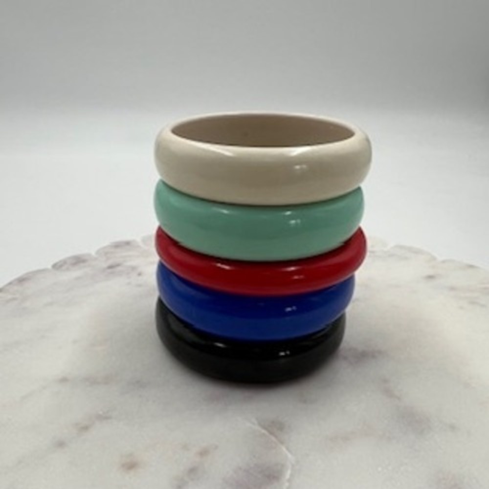 Vintage Style Resin Bangle Bracelet Set 5pc Multicolor Stackable Retro 2.5 Inch